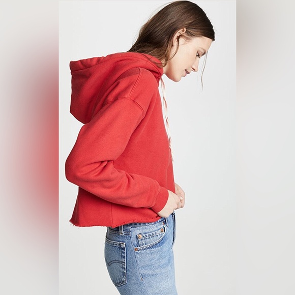 Re/done raw hem cropped hoodie small red - Picture 4 of 9